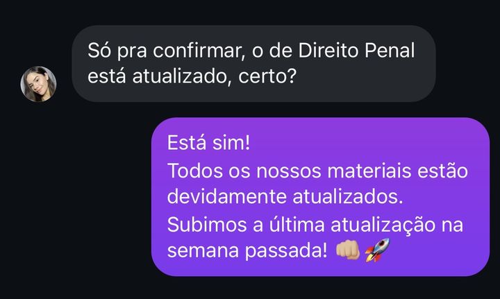 Aluna: “O de Direito Penal está atualizado?” — LeiCast: “Está sim! Subimos a última atualização na semana passada.”