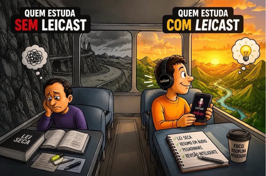 Comparação: quem estuda sem o LeiCast lendo no transporte x quem estuda com o LeiCast ouvindo pelo fone