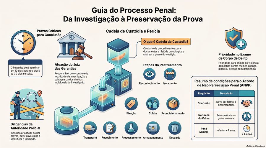 Processual Penal — Provas e cadeia de custódia · mapa mental